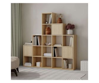 Raft pentru cărți PALEO, culoare safir, culoarea stejarului