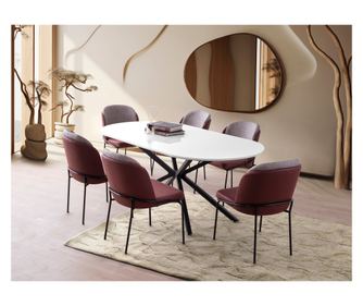 Masă de sufragerie AURA - 3012, culoare albă