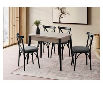 DOLUNAY - 1285, világos mokka színű, bővíthető étkezőasztal