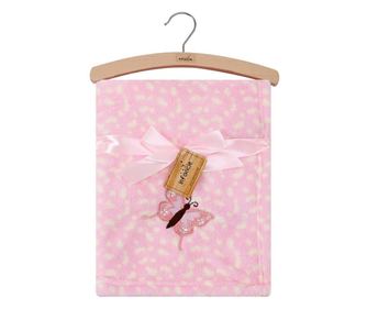 Paturica din fleece pentru bebelusi - fluturas roz - Mother's Choice