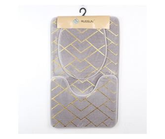 Set 3 Covorase pentru baie, Antiderapante, dimensiune 80x50cm culoare Gri/Auriu ABYZ®™