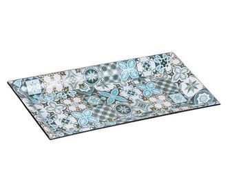 Декоративен пластмасов правоъгълен поднос Плочки Син 36x17x2.5см ABYZ®™