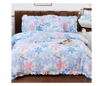 SET LENJERIE DE PAT DUBLU, 6 PIESE, CU ELASTIC, BUMBAC SATINAT FIN CU VOLANASE, CASA DE VIS ONLINE, VOL-022