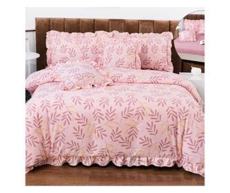 SET LENJERIE DE PAT DUBLU, 6 PIESE, CU ELASTIC, BUMBAC SATINAT FIN CU VOLANASE, CASA DE VIS ONLINE, VOL-023