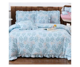 SET LENJERIE DE PAT DUBLU, 6 PIESE, CU ELASTIC, BUMBAC SATINAT FIN CU VOLANASE, CASA DE VIS ONLINE, VOL-024