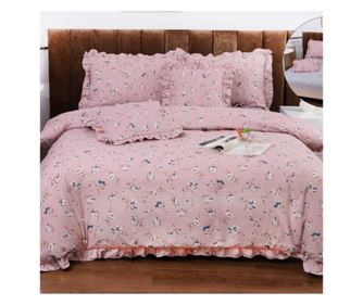SET LENJERIE DE PAT DUBLU, 6 PIESE, CU ELASTIC, BUMBAC SATINAT FIN CU VOLANASE, CASA DE VIS ONLINE, VOL-025