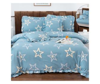 SET LENJERIE DE PAT DUBLU, 6 PIESE, CU ELASTIC, BUMBAC SATINAT FIN CU VOLANASE, CASA DE VIS ONLINE, VOL-026