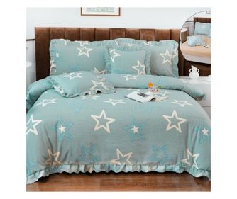 SET LENJERIE DE PAT DUBLU, 6 PIESE, CU ELASTIC, BUMBAC SATINAT FIN CU VOLANASE, CASA DE VIS ONLINE, VOL-029