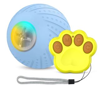 Jucarie inteligenta pentru animale ZEEVOS, interactiva, cu telecomanda, lumini LED, non toxic, incarcare usb, albastru