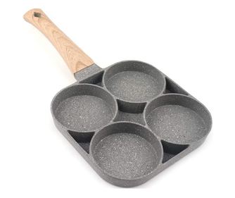 Tigaie cu Forme MRG M1123, 4 Compartimente Rotunde, Non-Stick, 34 cm, Usor de Curatat, Pentru Mic Dejun, Clatite, Pancakes, Gri