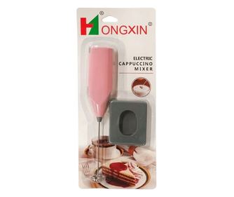Mixer electric, cu suport, pentru spumat lapte, cappucino, cafea, fara fir roz