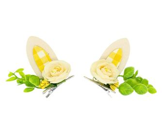 Комплект от 2 щипки Zooky ears бели и жълти