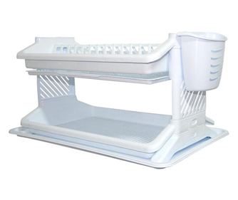 Scurgator vase, 2 nivele din plastic cu 2 tavite si suport tacamuri dimensiune 50x31x25 cm