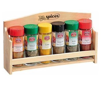Suport pentru condimente Kesper 13055, 6 borcane, 110 ml, pin FSC, maro