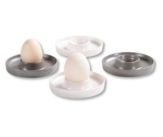 Set 4 tavi pentru oua Kesper 41166, 10x2 cm, melaminat, gri/alb