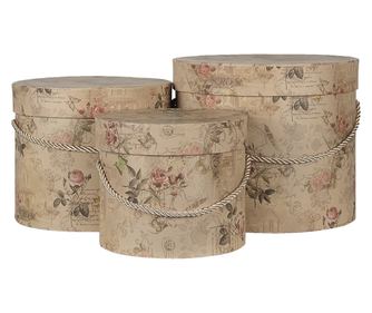 Комплект от 3 картонени кутии за съхранение Ø 23x20 см, Ø 20x17 см, Ø 17x14 см