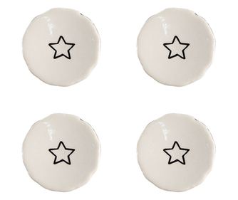 Set od 4 keramičke ručke za namještaj crne i bež boje Zvijezda 4x3/6 cm