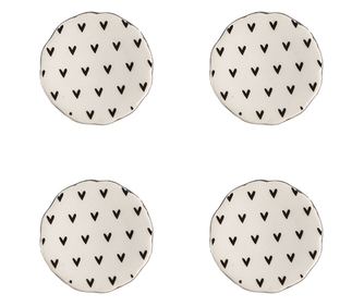 4 db fekete-bézs kerámia bútorfogantyú Szív 4x3/6 cm
