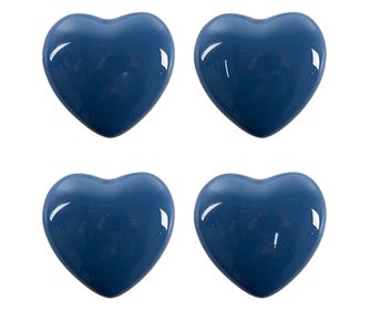 Set od 4 keramičke ručke za namještaj u obliku plavog srca 4x3/6 cm