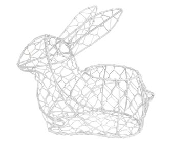 Bílý kovový košík ve tvaru králíka 25x13x22 cm