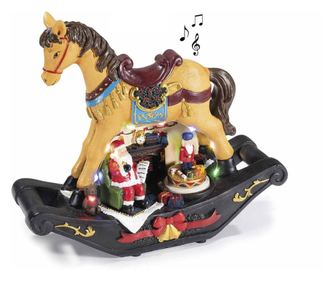 Zenélő karácsonyi figura, polirezin, többszínű, 24,5x9,5x22 cm