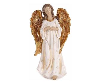 Fehér és arany színű műgyanta angyal figura 17x12x30 cm