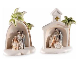 2 darabos betlehemi figura szett, műgyanta, többszínű, 10x5x12 cm