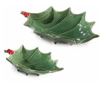 Set od 2 keramičke posude zelene i crvene boje 17x28,5x6 cm, 13x19,5x5 cm
