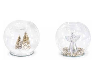 2 darabos karácsonyi gyertya szett, átlátszó üveg, 9,5x9 cm