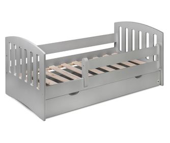 GYEREKÁGY, FURNLUX CLASSIC, LUX, 90x163x70cm, VILÁGOSSZÜRKE, TÖMÖR FA