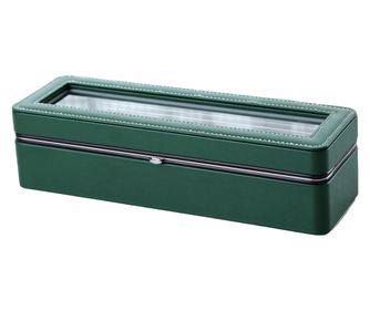 Elegáns Pufo Gentleman doboz tároláshoz és rendszerezéshez 6 karóra rekesszel, zöld