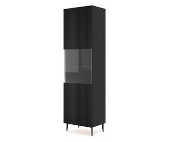 VITRINA, FURNLUX CLASSIC, RAVENNA B, 60x42x215cm, ČRNA, INŽENIRSKI LES