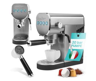 ProfiCook 2 az 1-ben eszpresszógép, PC-ES-KA 1265, kompatibilis őrölt kávé/Nespresso kapszulákkal, 20 bar, 1 literes víztartály,