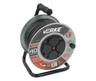 Hosszabbító kábel tekercsen, Verke, 40 m, 4 aljzat, V70014