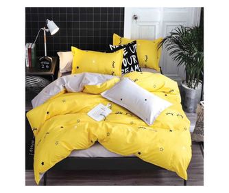 Set lenjerie de pat 1 persoana, 4 piese, cu elastic, multicolor, bumbac satinat, Casa de Vis Online, YE-19