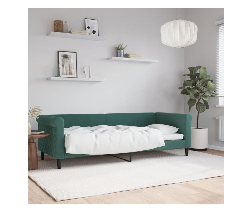 Krevetni okvir, tamnozelena, 80x200 cm, baršun