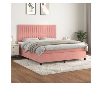 Boxspringová postel s matrací, růžová, 160x200 cm, samet