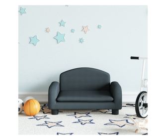 Dětská pohovka, tmavě šedá, 50x40x30 cm, textilní materiál