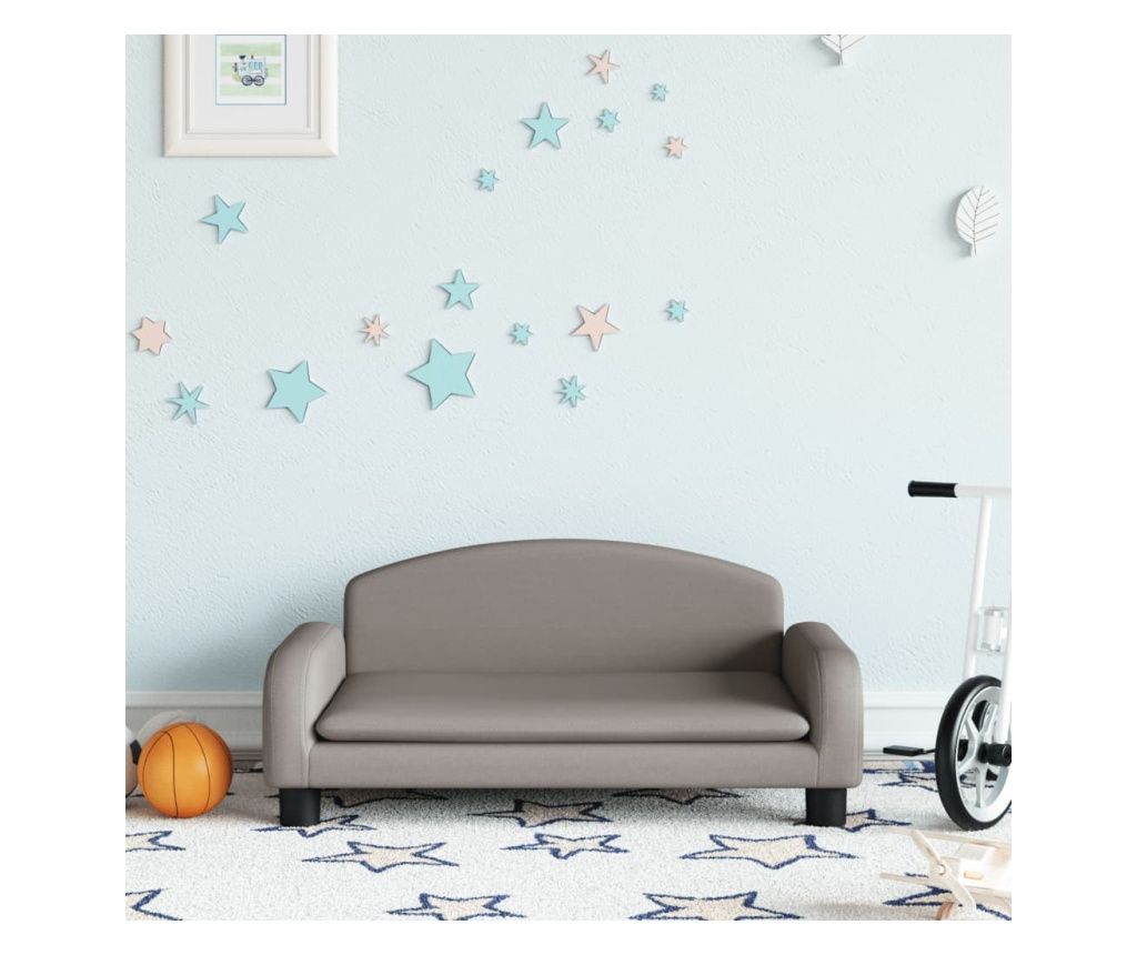 Canapea pentru copii, gri taupe, 70x45x30 cm, material textil