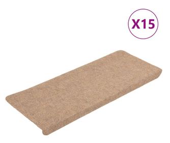 vidaXL Covorașe scări autoadezive, 15 buc., bej, 65x24,5x3,5 cm
