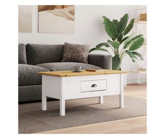 Konferenční stolek BODO bílý a hnědý 100x55x45 cm masivní borovicové dřevo