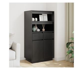 Visok omar, črn, 60x40x116,5 cm, masivno borovo les.