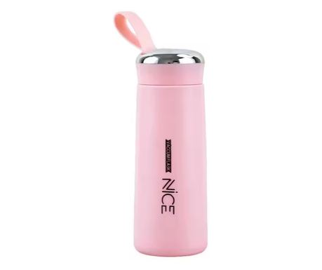 Sklenený pohár na tekutiny, sklenený interiér, 400 ml ružový ABYZ™