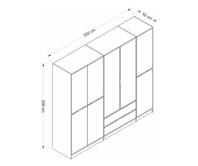 ELINA Wardrobe - 8164, Anthracite, Dore
