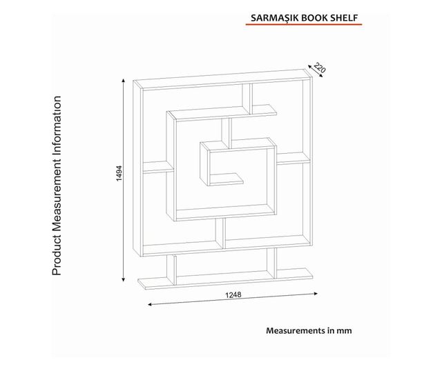 Raft de cărți SARMASIK, culoarea Travertine