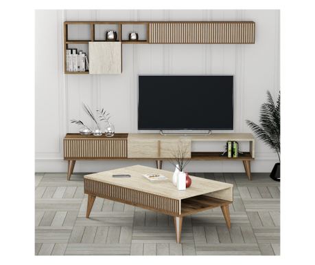 Set namještaja za dnevni boravak MILAN, boja oraha, boja Travertine
