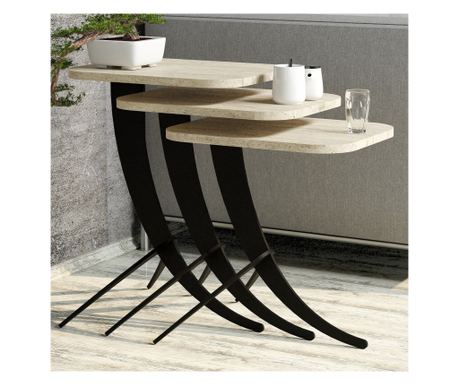 Set de Mese de Cafea (3 bucăți) PION 3, Culoare Travertin