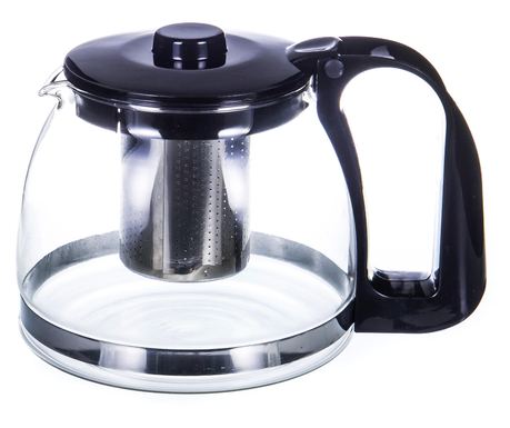 Ceainic cu Infuzor din Sticlă și Plastic Negru, 700mI ABYZ®™