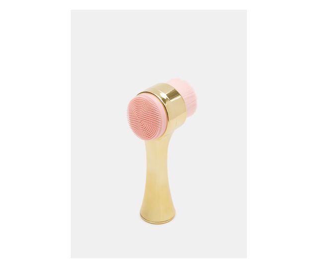Perie cu doua fete pentru curatare Faciala,Scrubber Silicon si Perie de spalare manuala a fetei, Auriu ABYZ®™