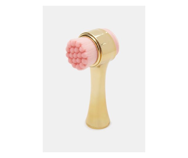 Perie cu doua fete pentru curatare Faciala,Scrubber Silicon si Perie de spalare manuala a fetei, Auriu ABYZ®™
